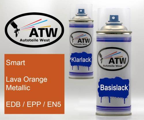Smart, Lava Orange Metallic, EDB / EPP / EN5: 400ml Sprühdose + 400ml Klarlack - Set, von ATW Autoteile West.